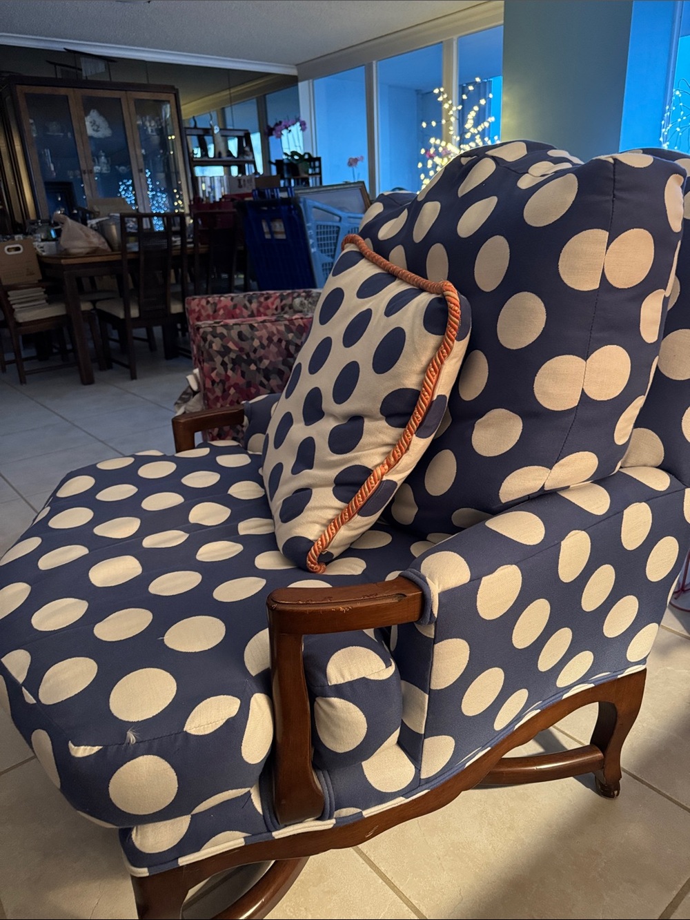 Nordstrom Navy and Cream Polka Dot Accent Pillow